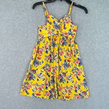 Chaps Dress Youth Girls M (8-10) Yellow Floral Sleeveless Cotton Knit Pullover