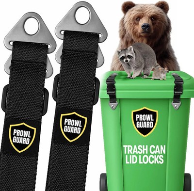 PROWL GUARD Trash Can Lid Lock - 2 Pack Animal & Raccoon Proof Trash Can Lid Str