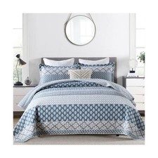 PERHOM Blue Quilt Queen Size - Queen Quilt Set, 100 Long-Staple Cotton Flora...