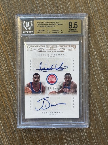 2012-13 National Treasures NBA Champions Isiah Thomas Joe Dumars Auto /25