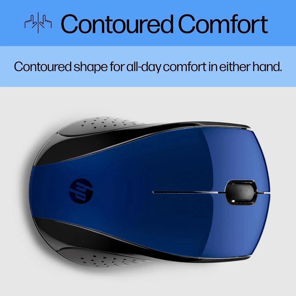 HP X3000 G3 Wireless Mouse - Blue, 15-Month Battery, Side Grips for Control, Tra - Image 4 of 4