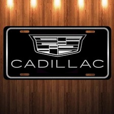 Laser Etched Engraved Cadillac Logo Emblem On Brushed Aluminum License Plate Tag