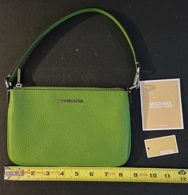 Michael Kors Jet Set Travel Jungle Green Sm Conv Pouch Wristlet, Leather, NWT