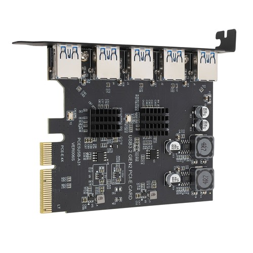 USB 3.2 Gen 2 Expansion Card 5 Ports 10Gbps Type A PCIe 4X Adapter Card For W CB - Afbeelding 12 van 22