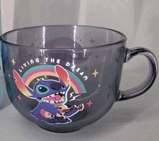 New Disney Lilo Stitch "Living The Dream" Purple Glass Mug/ Cup, 16 Oz