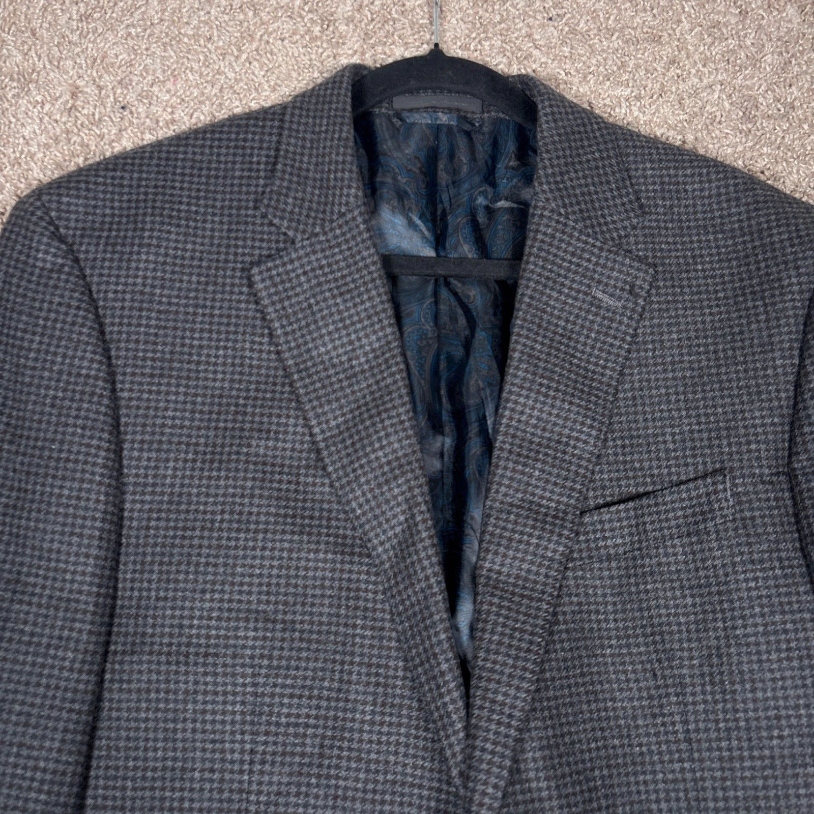 Lauren Ralph Lauren Mens 42L Houndstooth Blazer Sport Coat Wool Cashmere Preppy