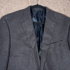 Lauren Ralph Lauren Mens 42L Houndstooth Blazer Sport Coat Wool Cashmere Preppy