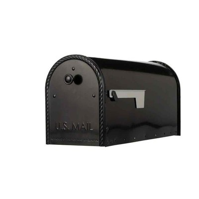Architectural Mailboxes Edwards Black Large Steel Post Mount Mailbox, New