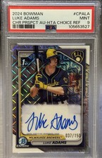 🍺LUKE ADAMS 2024 Bowman Chrome Pros HTA Choice Mojo 1st Auto /150 #PSA 9 MINT🍺