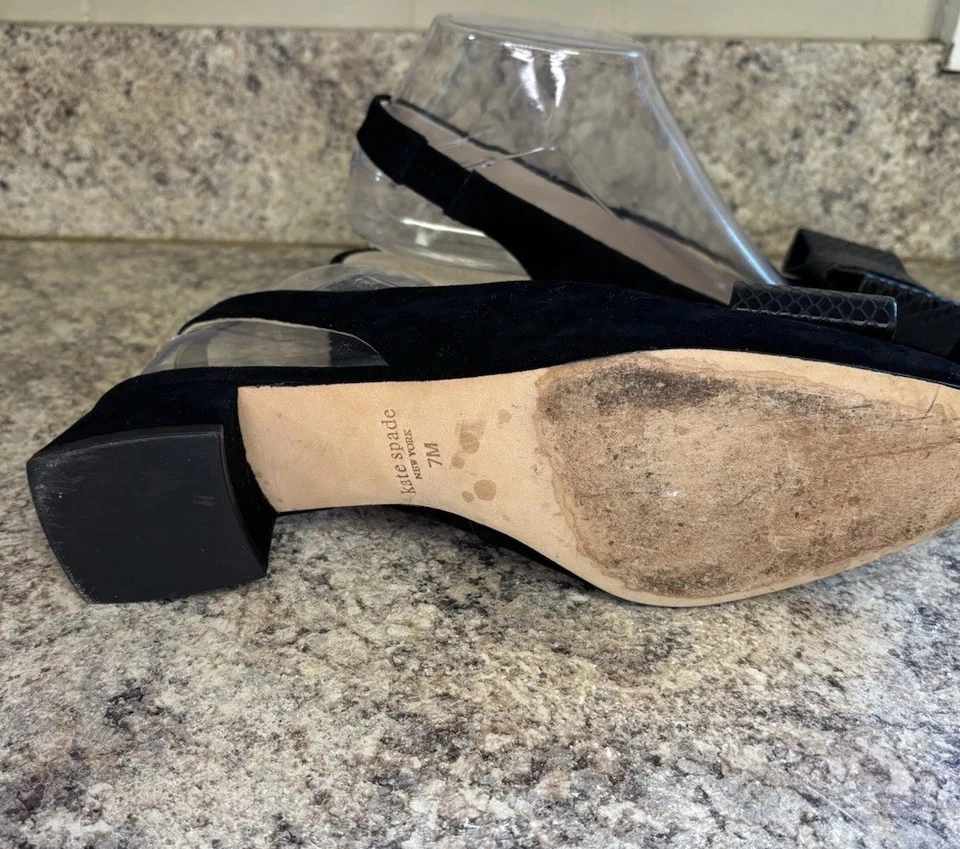 Kate Spade Black Suede Sierra Pumps Size 7M - Изображение 3 из 4