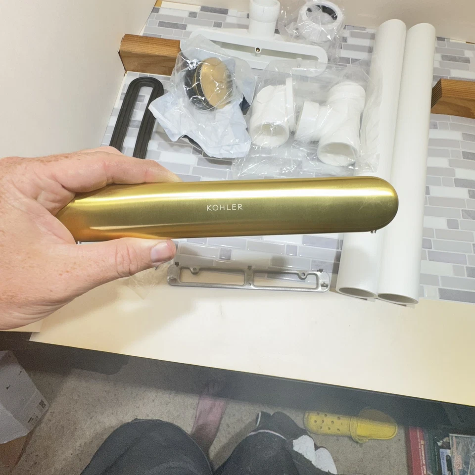 Kit de drenaje de bañera Clearflo Kohler K-7272-2 MB con desbordamiento - latón moderno cepillado Foto 4 de 4