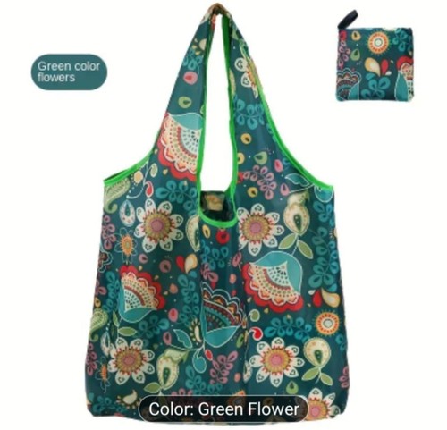 Folding Shopping Bags Reusable Foldable Large Grocery Tote Bags Pouch For Travel - Picture 11 of 23
