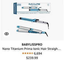 BaByliss Pro BNT19H1 Nano Titanium Straightener and Curling Iron Holiday Set