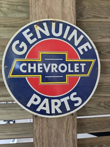 VINTAGE GENUINE CHEVROLET PARTS PORCELAIN SIGN 12"