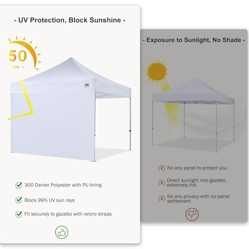 10x10 FT Instant Canopy Sidewall Panel Only White Replacement Sunshade Tent Cove