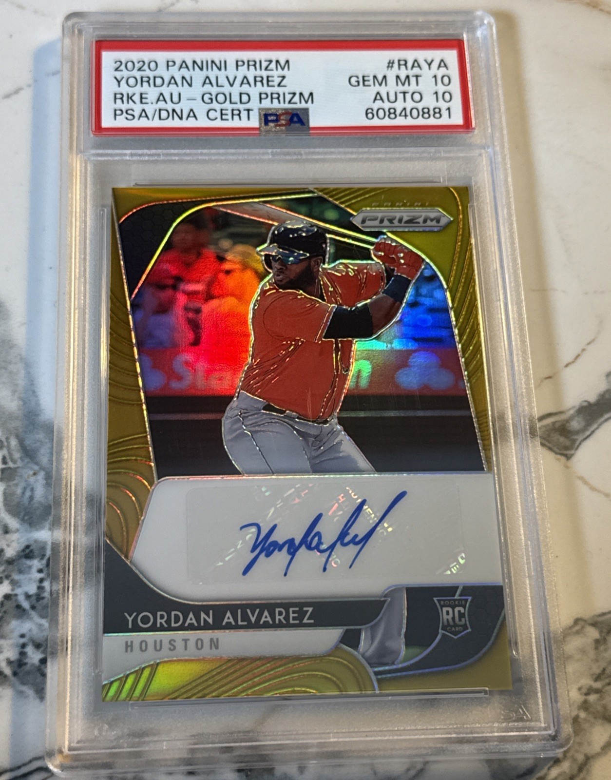 2020 PANINI PRIZM GOLD PRIZM AUTO YORDAN ALVAREZ RC 1/10 #RAYA PSA10 Auto 10