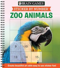 Brain Games - Sticker by Number: Zoo Animals Easy - Square Stickers : Creat...