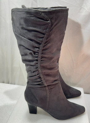 Lane Bryant Kniestiefel UK 9 / EU 42 Damen grau Wildlederimitat durchgehender Reißverschluss