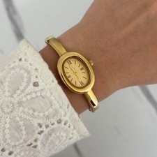 Sku0290 Gold Women Minimalist Bangle Watch Bracelet Stainless steel+ gift bag