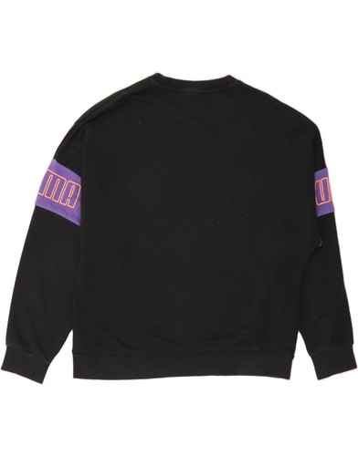 PUMA Womens Oversized Sweatshirt Jumper UK 10 Small Black Colourblock CO30 - Picture 2 of 3