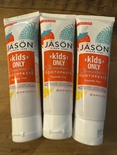 3 Jason Kids Only Fluoride-Free Strawberry Toothpaste, 4.2 Ounce Tube