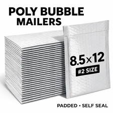 Poly Bubble Mailers 2 8.5x12 Padded Envelopes Self Seal Shipping Bags