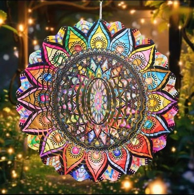 2D Mandala Windspiel  Ø25cm Windmobile Garten-Dekoration