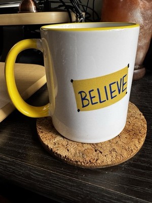 Ted Lasso Coffee Mug 12 Ounces Yellow Rim And Handle