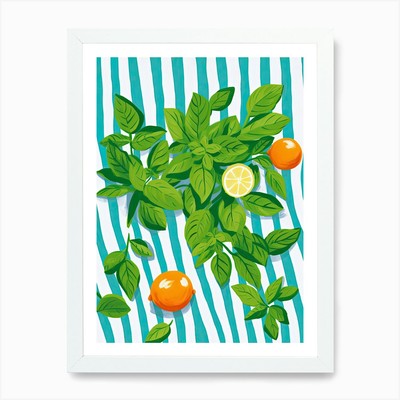 Basil Summer Illustration 1 Kunst Pri gerahmtes Wandbild Poster Leinwanddruck Bild