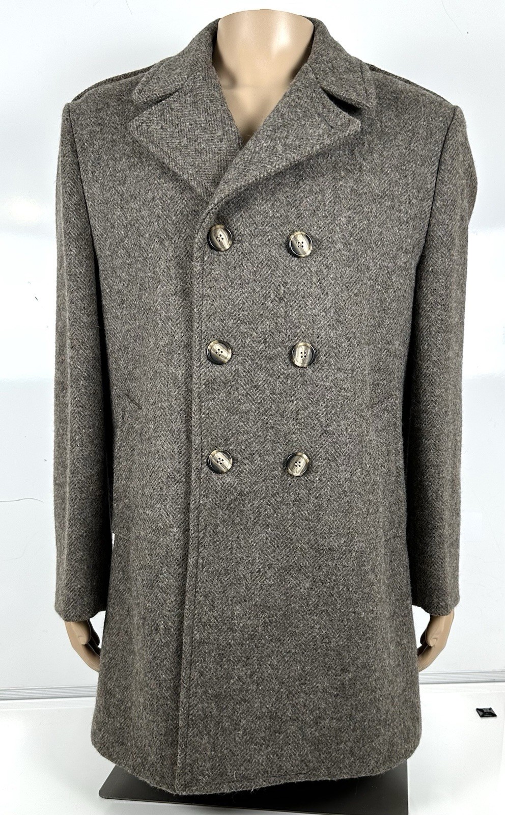 Vintage Woolrich Jacket Mens Size 44 Peacoat Double Breas Trench Brown USA MADE image 9