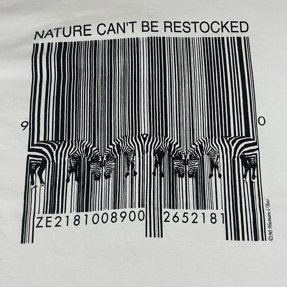 Camisa De Colección XL EE. UU. Punto Único Algodón Naturaleza No Se Puede Reabastecer Años 90 T162 Foto 2 de 4