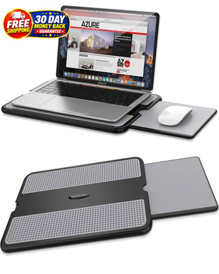 Portable Laptop Lap Desk Retractable Left Right Mouse Pad Non-Slip Heat Shield