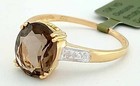 GENUINE 2.60 Cts SMOKY TOPAZ & DIAMOND RING 10k GOLD -Free Certificate Appraisal — photo 5