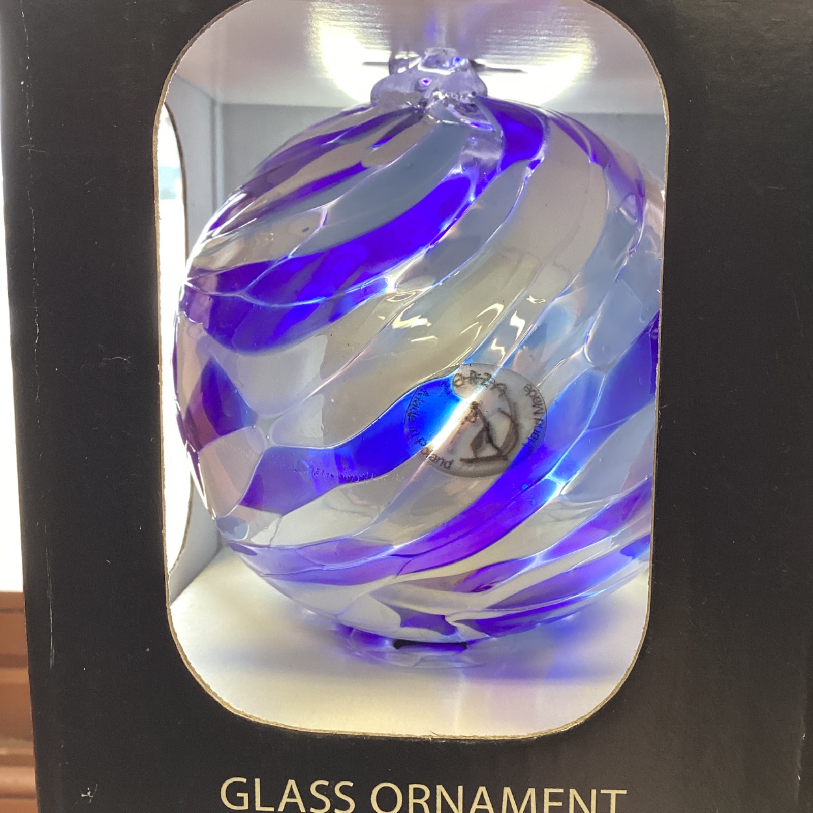 Lot 3 Zorza Hand Made Glass Ornament From Poland Mouth Blown 4” Blue Green Red