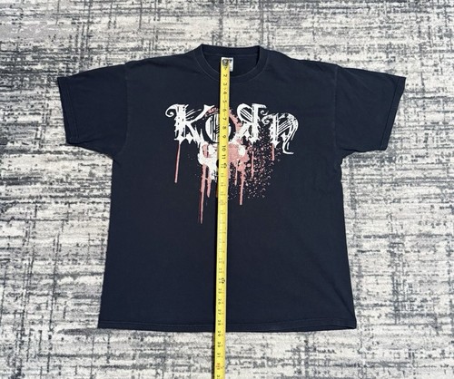 Vintage Korn T-Shirt Skull Splatter Concert Rock Tour Black Faded Men’s Size 2XL - Picture 7 of 9