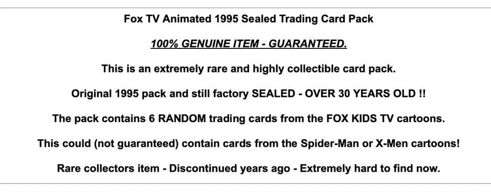 Fox Animated 1994 SEALED Trading Card Pack Rare Marvel Spiderman X-Men Vintage - Image 2 of 4