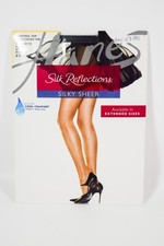 1 Hanes Silk Reflections Control Top ReinforToe Pantyhose BARELY BLACK 718 Sz EF