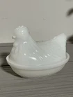 Vintage 1940’s Hazel Atlas Nesting Chicken Milk Glass