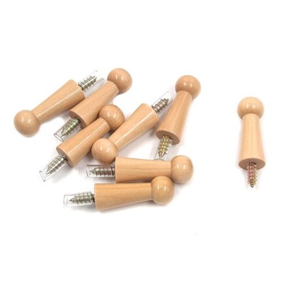 T Tulead 8PCS Wooden Coat Hooks Shaker Pegs Screw-on Clothes Hanging Hook Tow...