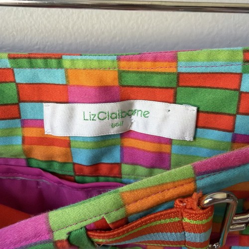 Liz Claiborne Women's Golf Skort Size Bright Colorful Geometric Faux Belt Sz 12 - Afbeelding 3 van 14