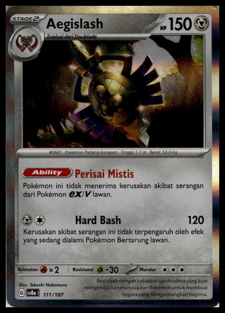 Aegislash  111/187 | Pokemon SV8a Indonesian Language [US SELLER]