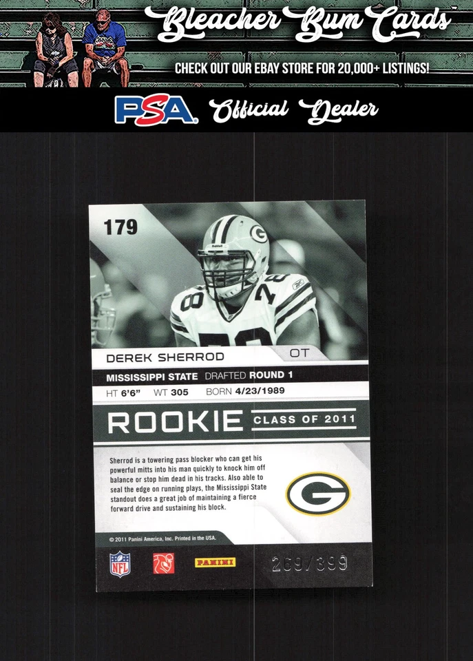 2011 Panini Absolute Memorabilia 179 Derek Sherrod Rookie #/399 - Image 2 of 2