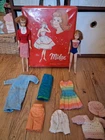Vintage 1963 Red Mattel Midge Doll Case & Dolls