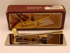 Vintage Sporty Memos Brass Golf Club Note Holder Clip with Box 6" x 2.25"