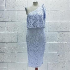 PINK BOUTIQUE BLUE LACE MIDI DRESS ONE SHOULDER BODYCON SLEEVELESS Y2K UK 14