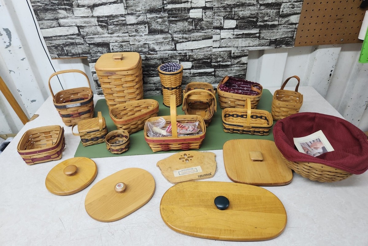 Big Lot of LONGABERGER 1990s 90s era Baskets Lids + See Photos | eBay