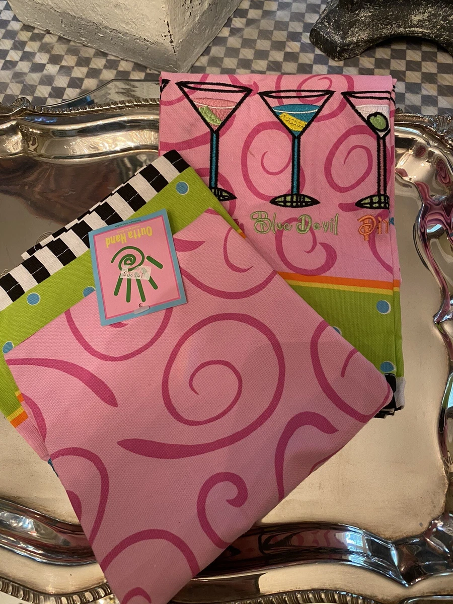 pink decorative dish towels whimsical cocktails eBay