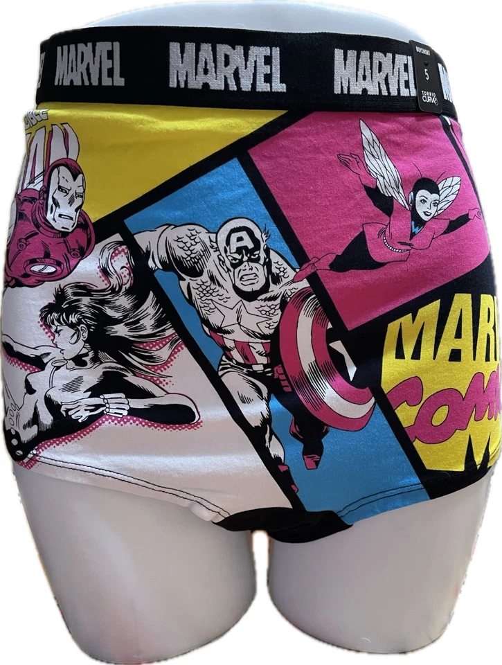 Bragas cortas de algodón con nombre de logotipo gráfico de superhéroes Marvel Comics +5 Foto 2 de 4
