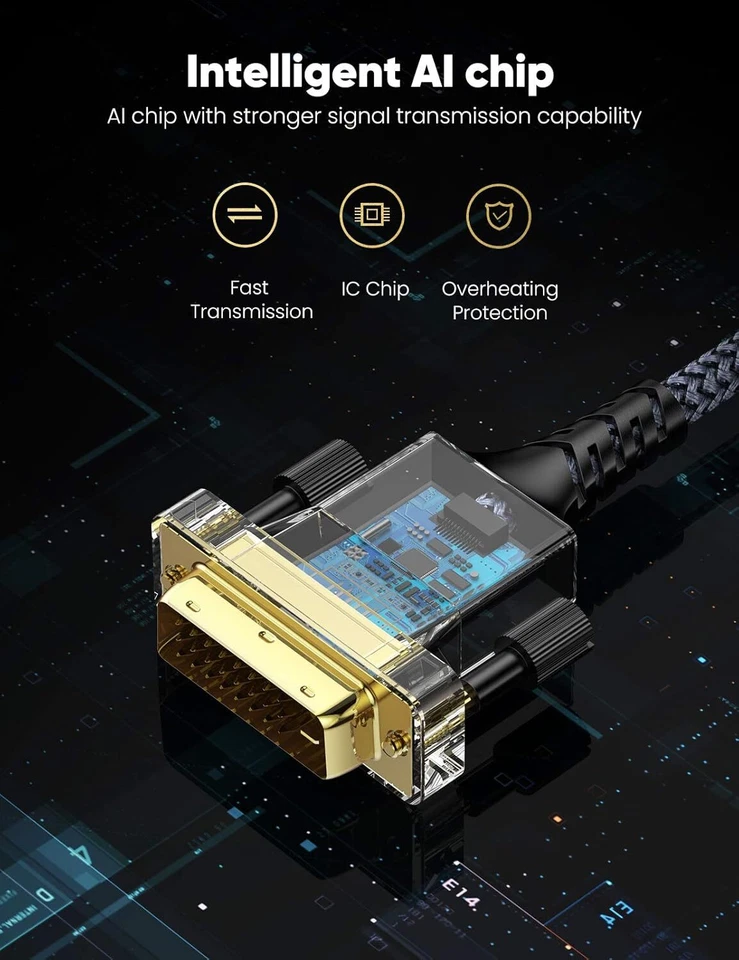 DVI to HDMI Cable DVI-D 24+1 Pin Male to HDMI Male Digital Lead PC to HD TV LCD - Image 3 of 4