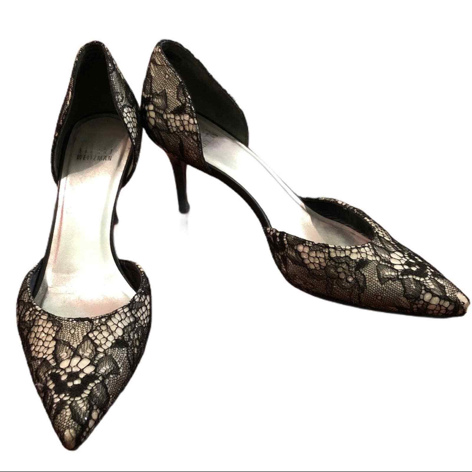 Stuart Weitzman Para Black Sugar Lace Heels Sz 9 | eBay